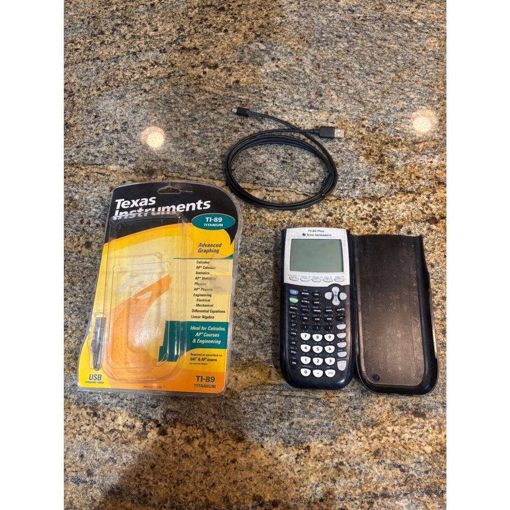 Texas Instruments TI-84 Plus Graphing Calculator Black with Cover and USB Cable